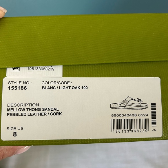 NEW Tory Burch Mellow Thong Sandals - Pebbled Leather/cork size 8 - Picture 3 of 6